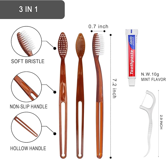 10pcs Disposable Toothbrushes with Toothpaste Floss Individually Wrapped, 2 Color Disposable Toothbrush Bulk, 10g Toothpaste, Dental Floss Pick for Homeless,Airbnb,Hotel,Guest