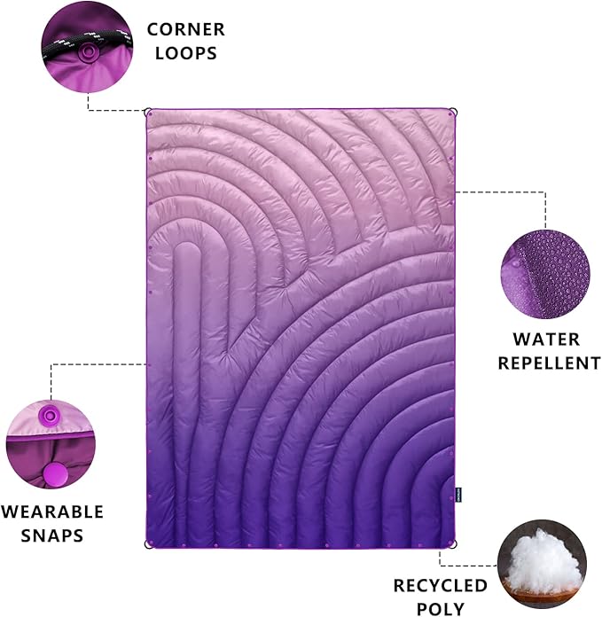 Camping Blanket - Puffy, Lightweight, Packable Outdoor Blanket for Traveling, Stadium, Hiking, Picnics