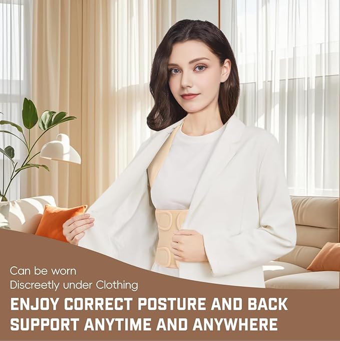 Back Brace Posture Corrector for Women & Men, Adjustable Shoulder Straightener with Full Back Support, Relief for Lower & Upper Back Pain, Hunchback & Scoliosis (Beige, Large)