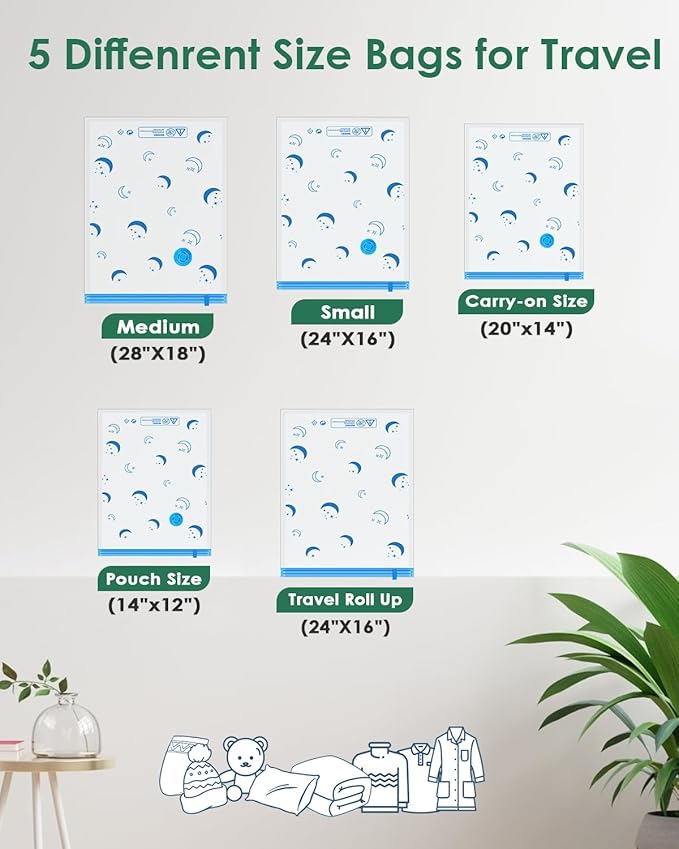 Vacuum Storage Bags with Electric Pump, 10 Pack Vacuum Sealed Bag with 1500mAh Rechargeable Battery for Clothes, Blanket, Duvets, Pillows, Comforters, Travel