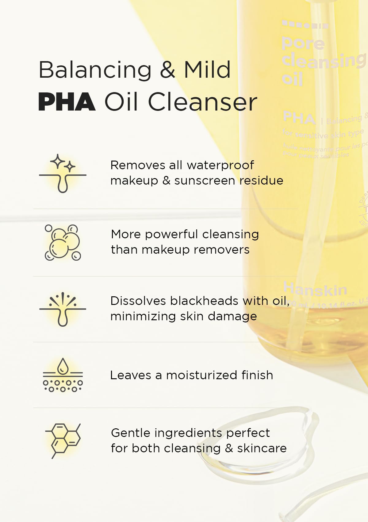 Hanskin PHA Pore Cleansing Oil Mini Set (1.01 oz x 3) – Travel Size Facial Oil Cleanser & Makeup Remover | Gentle Blackhead Care, TSA Friendly | Korean Skincare Stocking Stuffer & Gift for Women