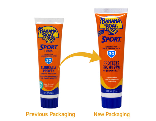 Banana Boat Sport Performance Sunscreen Lotion 30 SPF 1 oz (Pack of 3)