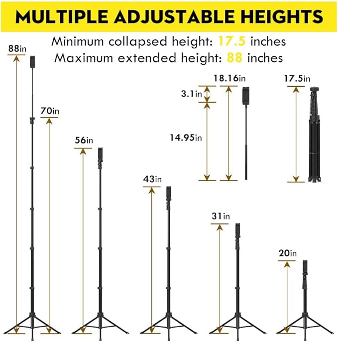 Aureday 88’’ Flexible Phone Tripod with 14.95’’ Gooseneck, Remote and Phone Holder, Overhead Cell Phone Stand＆Selfie Stick for Video Recording, Compatible with iPhone Android Phone, Camera