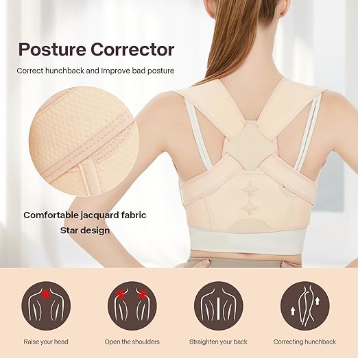 Back Brace Posture Corrector for Women and Men,Adjustable Shoulder Posture Brace,Upper Lower Pain Relief - Scoliosis,Hunchback,Hump,Spine Beige(Large/X-Large)