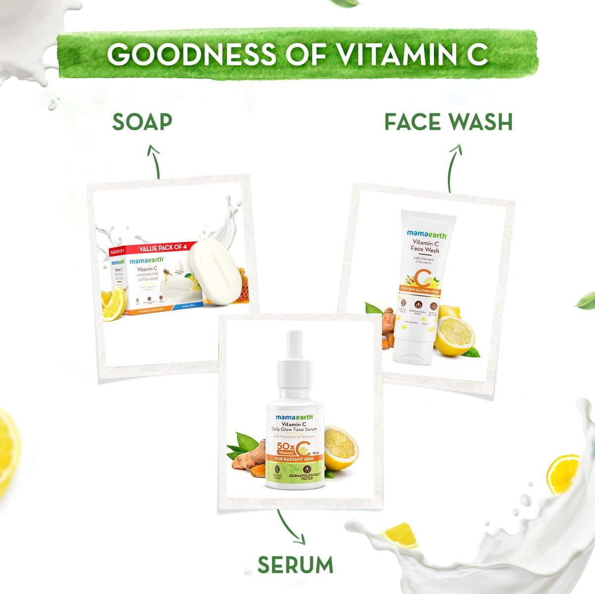 MAMAEARTH Vitamin C Moisturizing Soap Bar with Honey for Deep Hydration | Gentle, Sulfate-Free Bathing Bar for All Skin Types | 4.41 oz Each (Pack of 4)