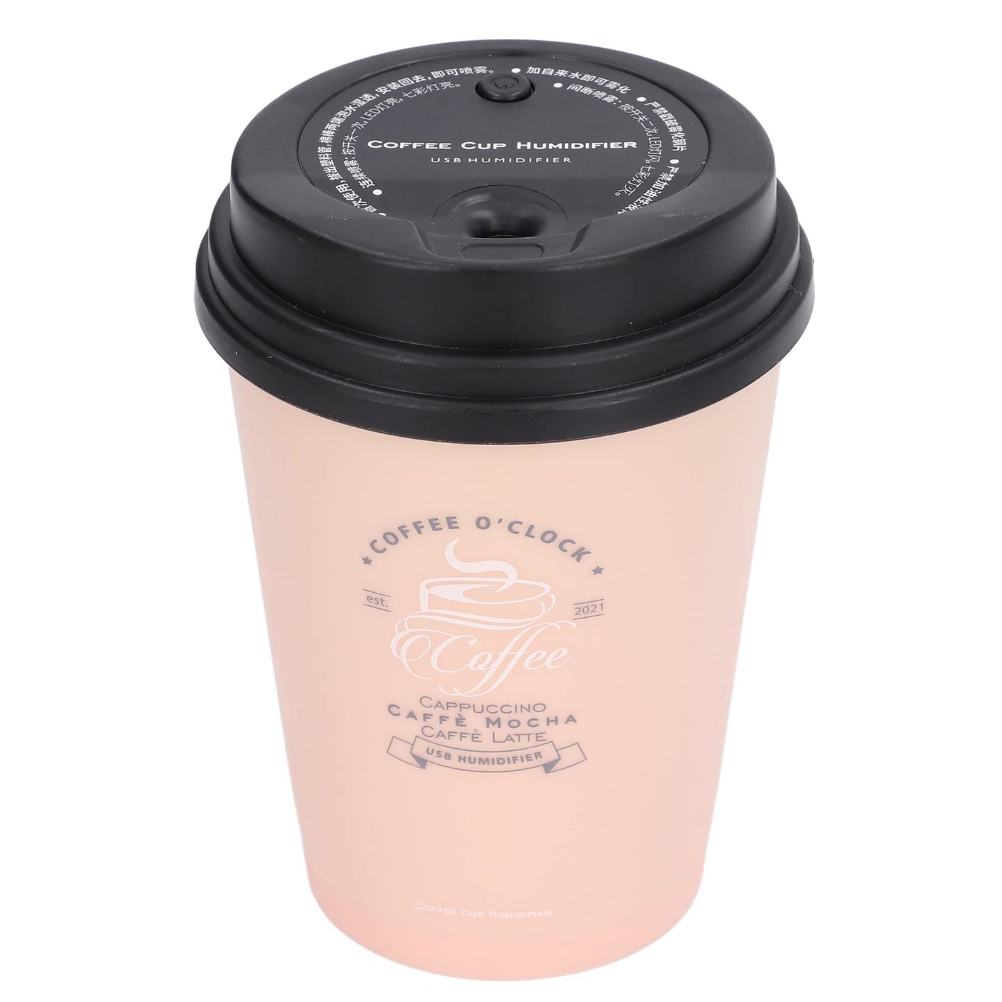 Mini Humidifier, USB 300ml Coffee Cup Low Noise Auto Off Desk Humidifier, Car Humidifier Diffuser, Small Humidifier, Portable Humidifier for Travel, Cute Humidifiers for Bedroom Home Office(Pink)