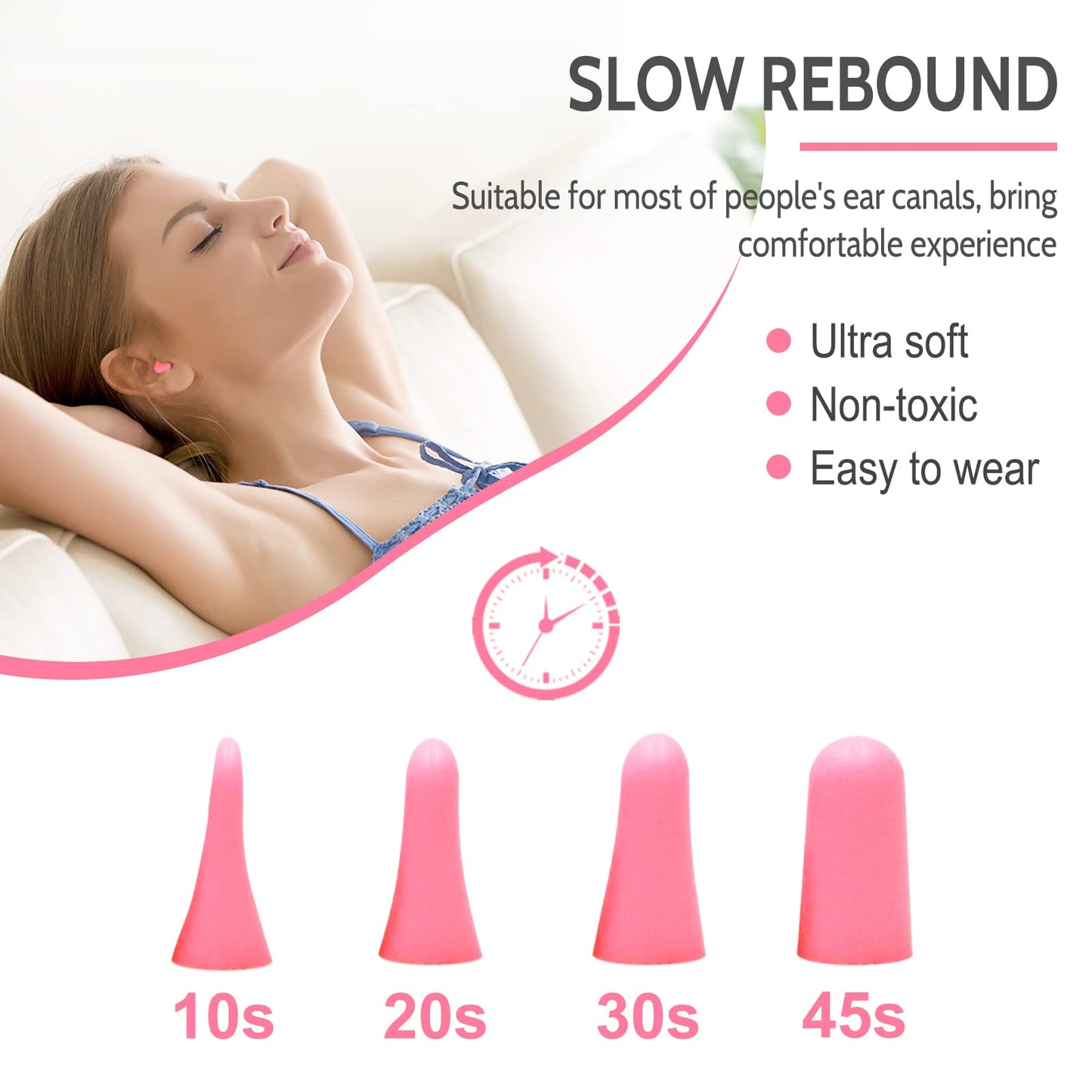 LYSIAN Ultra Soft Foam Ear Plugs for Sleep Noise Reduction -38dB Noise Cancelling Earplugs for Sleeping, Snoring, Shooting, Travel, Women-60 Pairs-Pink Color