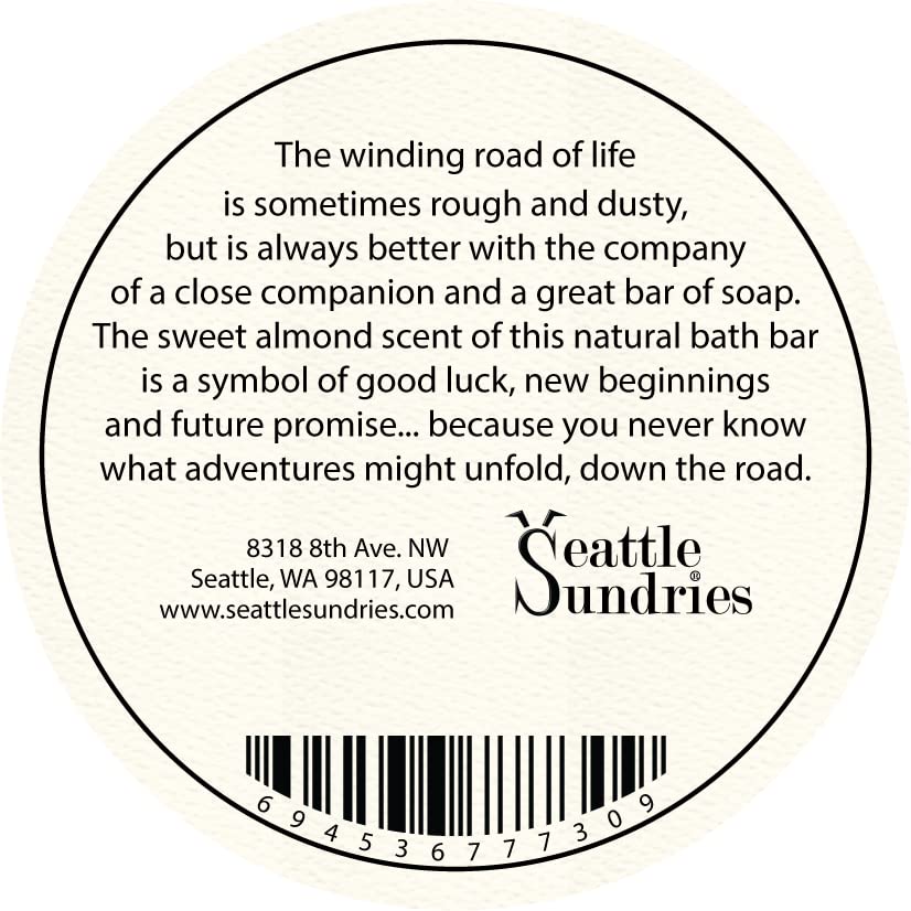 Seattle Sundries Almond & Cream Scented Soap, Friend Gift Idea - 1 (4oz) Bodywash Bar for Women & Men in a Gift Tin, Handmade Made in Washington Gift