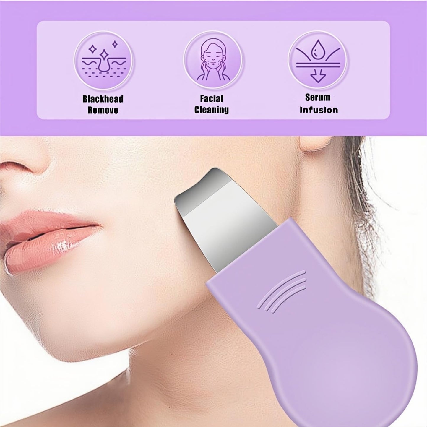Blackhead Remover & Pimple Extractor Kit Dual-Ended Skin-Friendly Design for Sensitive Skin Professional Pore Cleanse & Acne Home Facial Care Tools with Stainless Steel Scraper (Purple-with Needle)