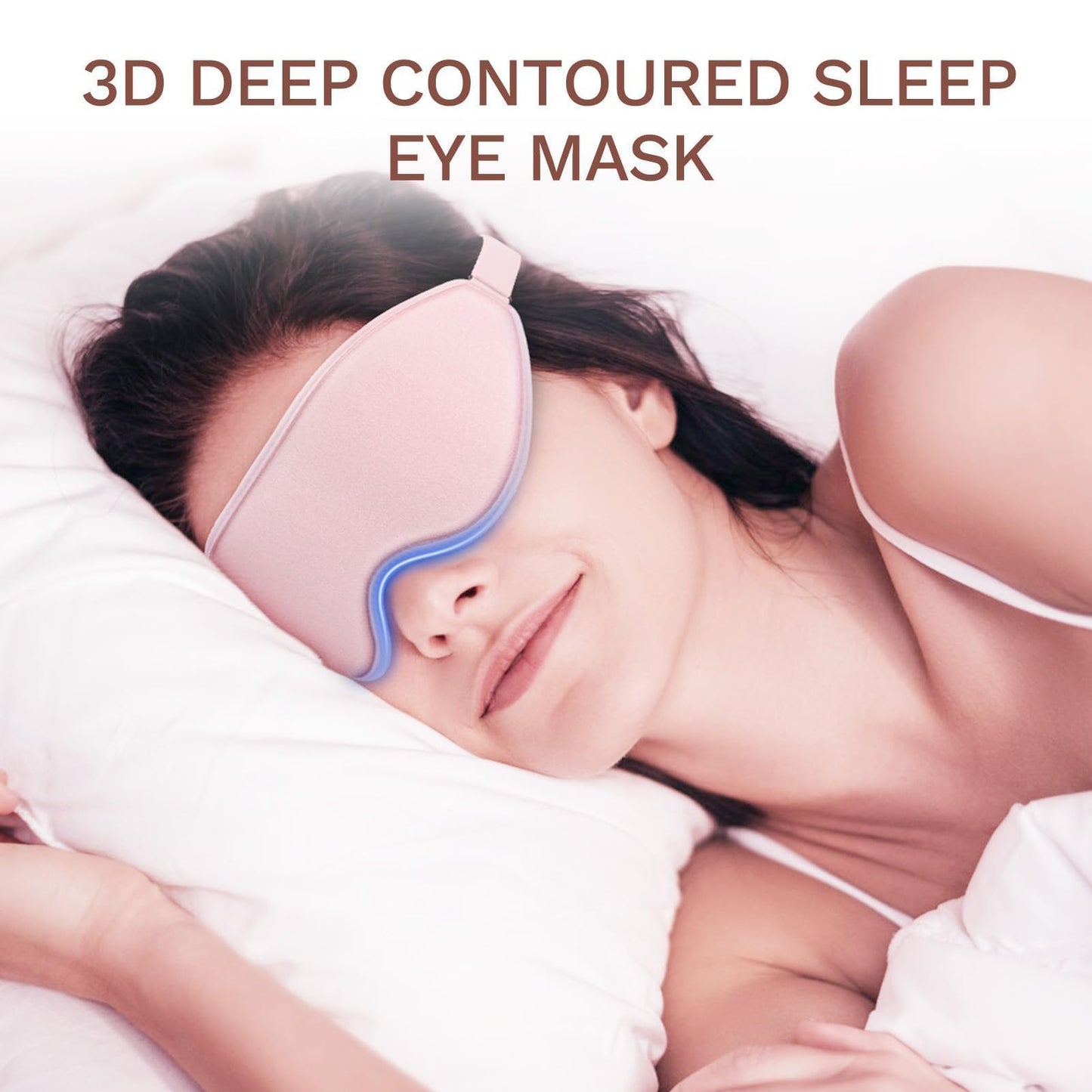 FlyCoco 99% Fully Block Out Light Eye Sleep Mask, 3D Deep Contoured Eyes Cover Zero Pressure, Long Lash Extension Eyes Mask with Adjustable Straps for Sleeping Travel Home Nap Rest Women Men (Pink)