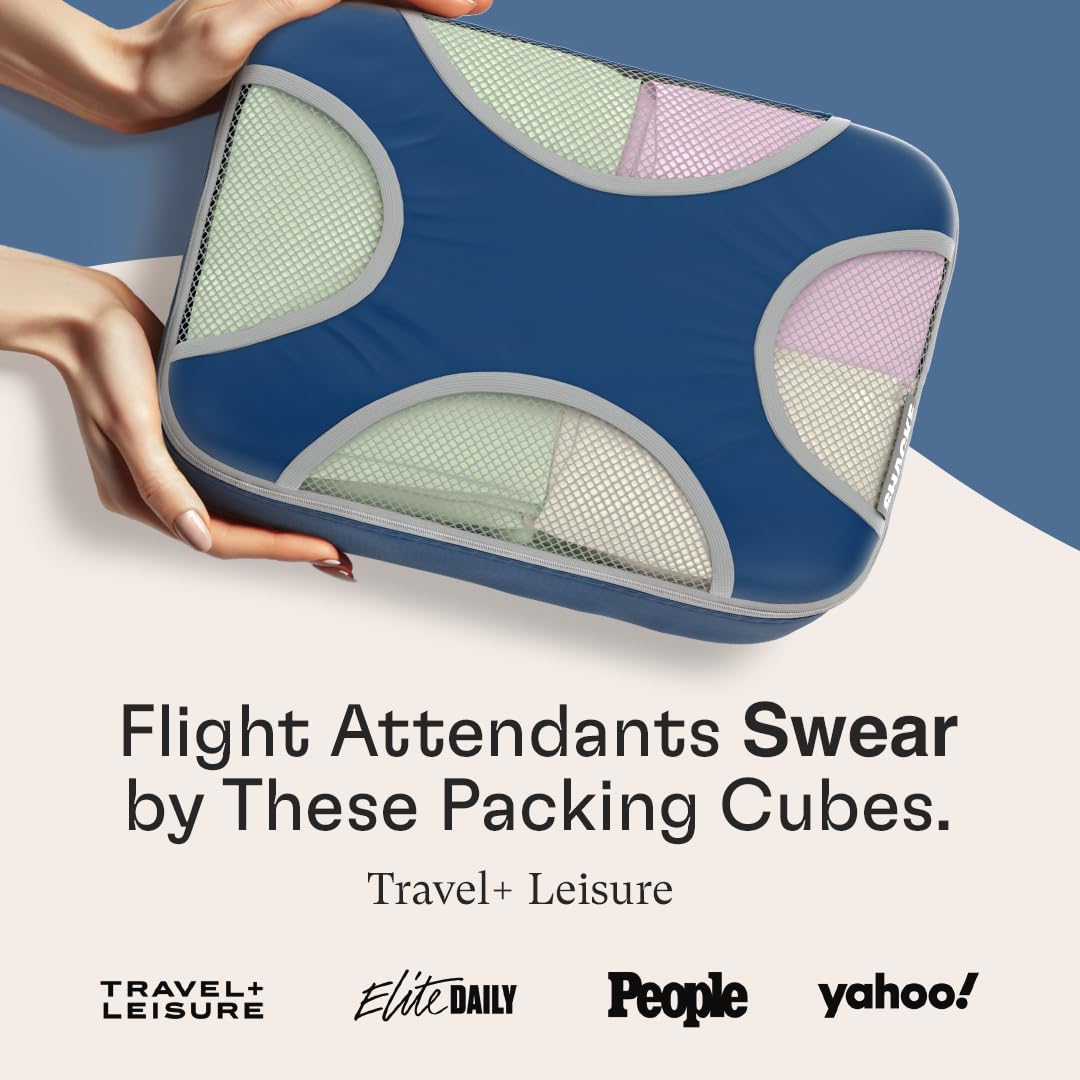 Shacke 6 Set Packing Cubes for Travel - Compression Packing Bags/Travel Organizer - Luggage Organizer Bags for Traveling - Travel Essentials for Women - Cruise Must Haves Packing List (Navy Blue)