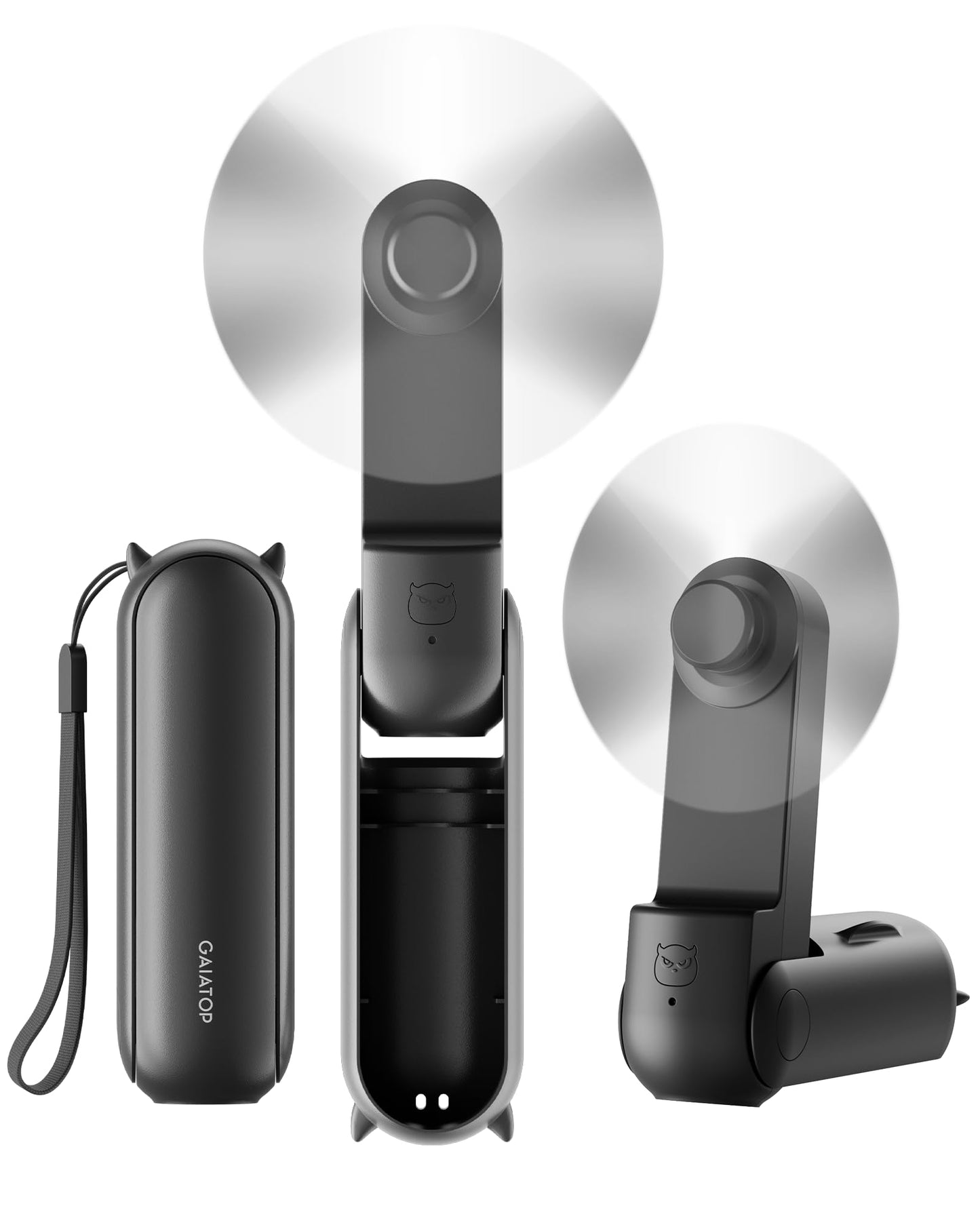 GAIATOP Portable Handheld Fan, 3 IN 1 Mini Foldable Travel Fans [17H Max Cooling Time] with Power Bank, Pocket Design USB Rechargeable for Travel Concert Lash Makeup, Summer Gifts for Women Girl Black