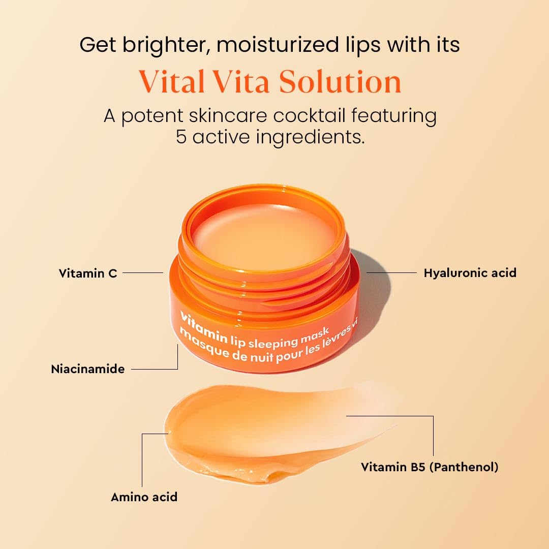 The Face Shop Vitamin C Lip Sleeping Mask - Smooths & Softens Dry Lips - Hydrating Lip Mask, Lip Balm, Lip Treatment, Lip Moisturizer - Overnight Lip Care for Lush Lips - Korean Skin Care