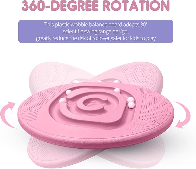 Kids Maze Balance Board - Wobble Trainer for Ski Surf Snowboard, Non-Slip Sensory Rocker Ages 3-12, Core Therapy & Skate Prep