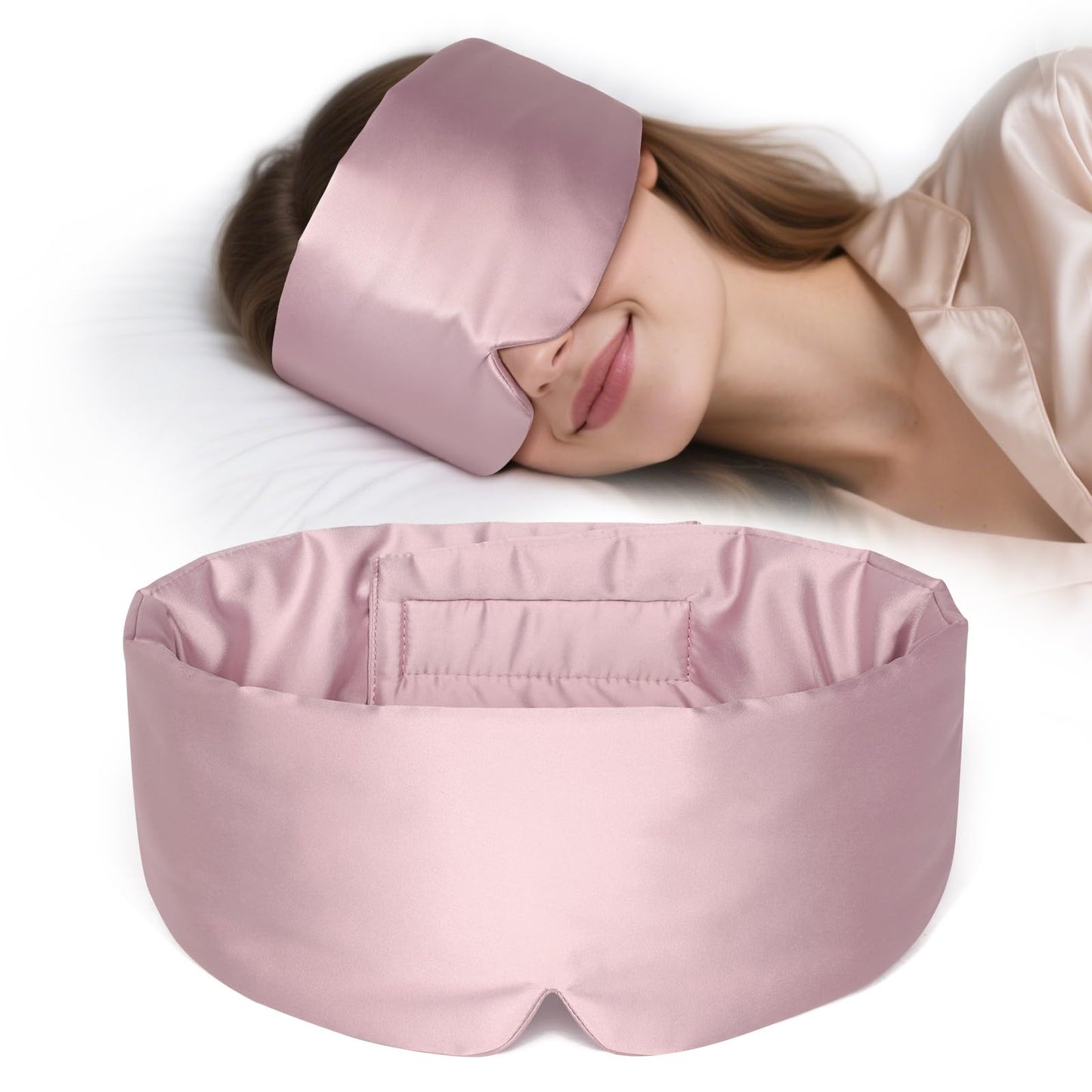 Zenssia Satin Sleep Mask for Women and Men, Lightweight Padded Eye Mask with Adjustable Strap, Comfort Blackout for Travel and Nap - Light Plum