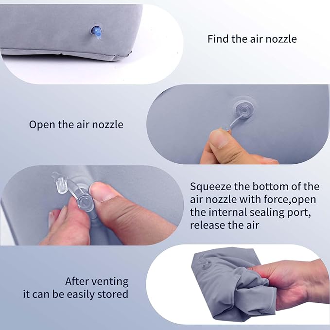 Inflatable Foot Rest Pillow for Air Travel, Airplane Foot Rest Pillow, Adjustable Height Leg Pillow Airplane Bed for Kids Toddler Suitable for Plane, Car, Train (Gray) 2count