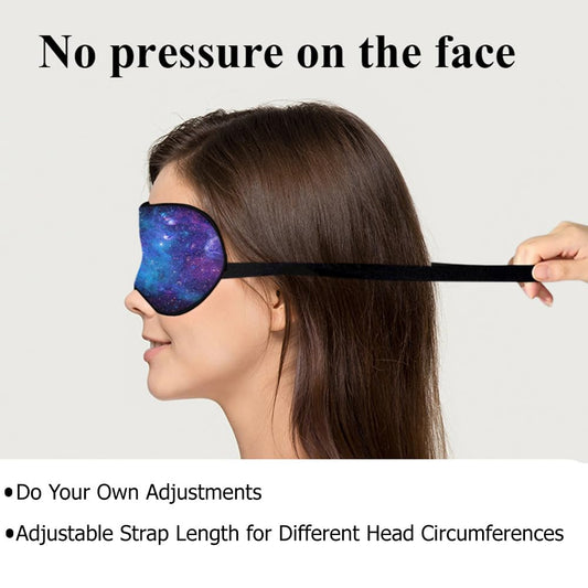 NOHSHE Galaxy Stars Silk Eye Mask Sleep Mask Abstract Space Blue Purple Nebula Starry Sky Eye Mask with Adjustable Strap Lightweight for Women Work Travel Night Sleep
