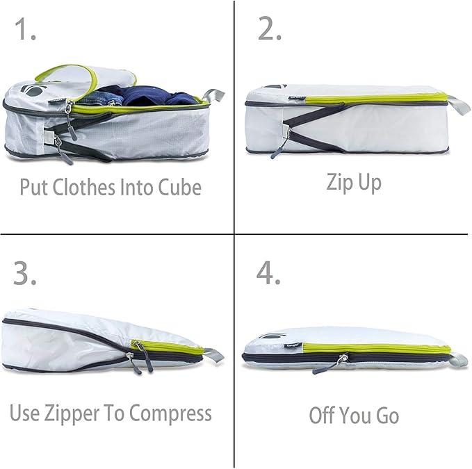 Cipway Compression Packing Cubes Set, Ultralight Expandable Travel Packing Organizers for Carry on Luggage (White 3pcs)