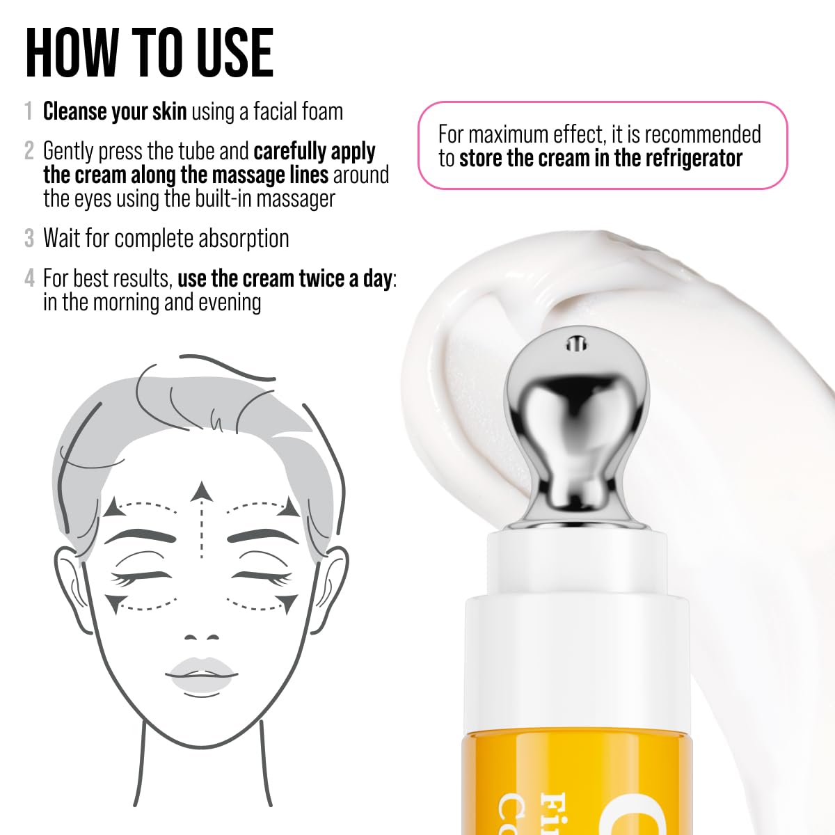 7DAYS Eye Cream with Collagen – Korean Skin Care Under Eye cream Treatment with Cooling Applicator, Anti Aging & Brightening Formula for Puffiness and Fine Lines – 0.6 fl. oz