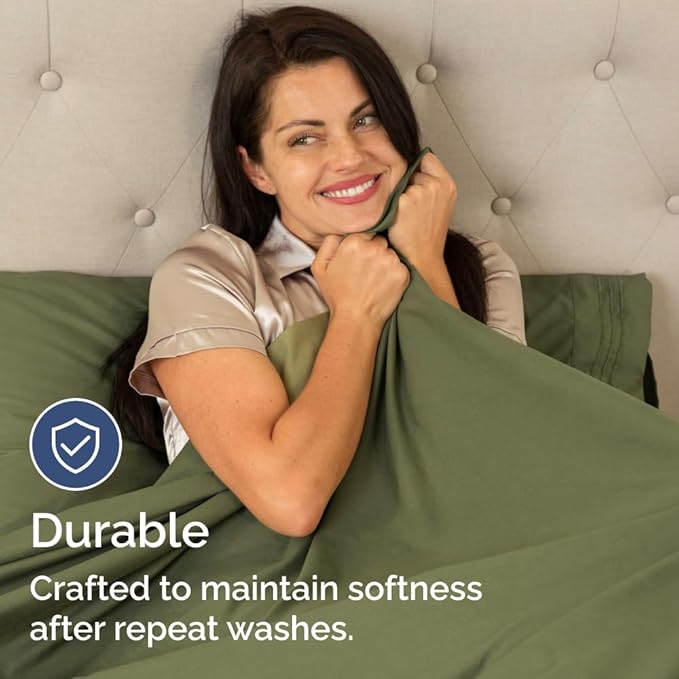 Bulk Case Pack of 12 Sheet Sets - (12) Complete Cal King Size Sheet Sets w/Deep Pockets - Wholesale Bulk Bedding for Hotels, Spas & Airbnbs - Breathable, Soft & Wrinkle Free - (Cal King, Sage Green)