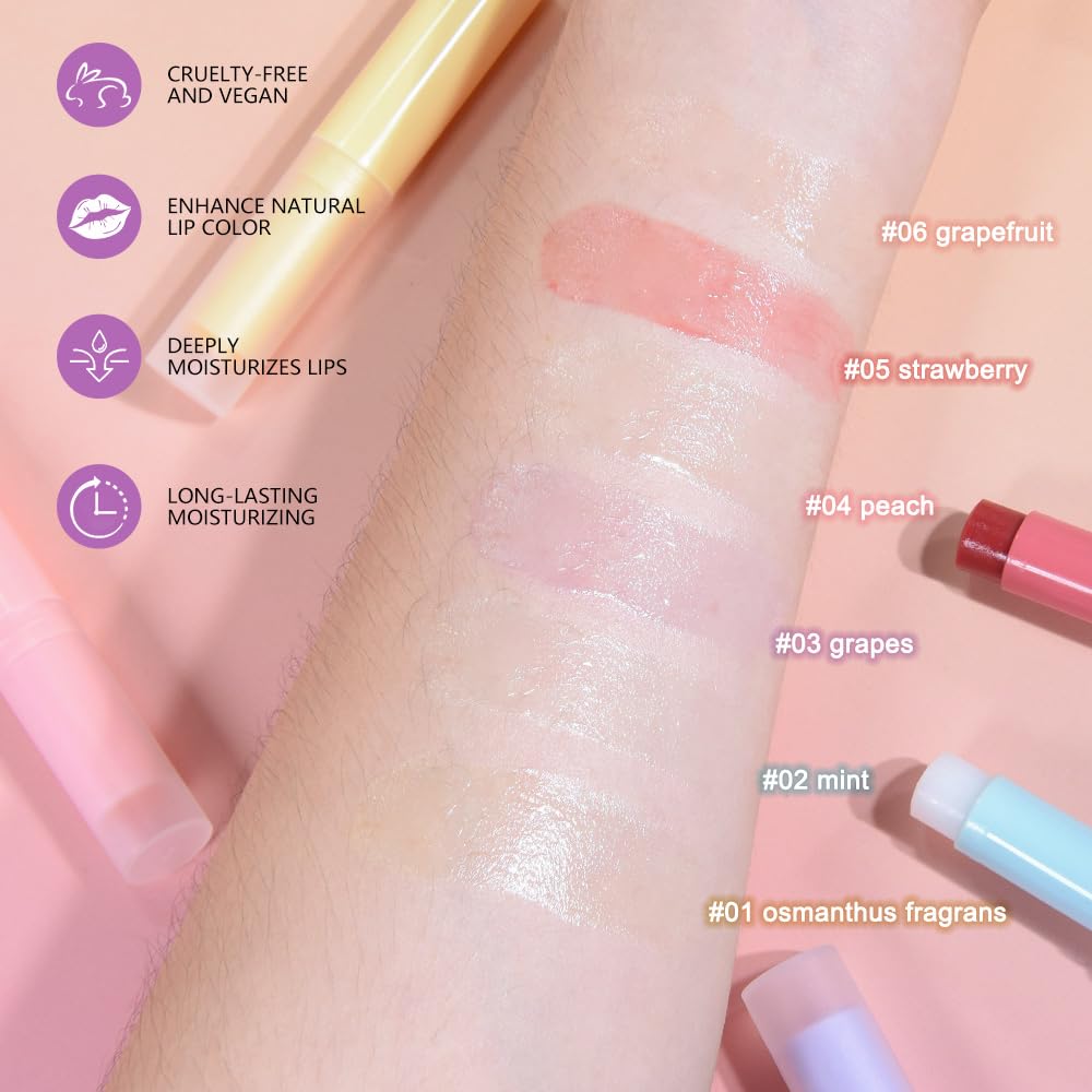 BINGBRUSH 6Pcs Lipstick - Hyaluronic Acid chapstick, Ultra Moisturizing & Repairing Lip Care for Dry, Chapped Lips,Long Lasting Hydration Lipstick, Vegan & Cruelty-Free (6 Tubes)