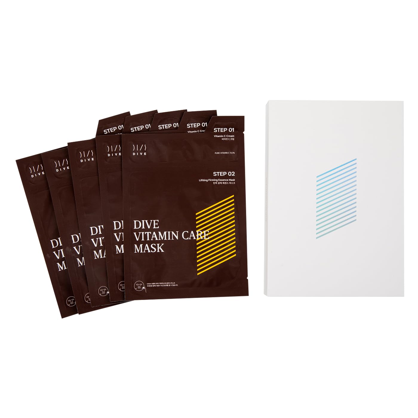 DIVE Korean Face Mask with (13.5% UK Vitamin C Cream) (10 Hyaluronic Acids) for Brightening, Moisturizer, Sheet Mask, Galvanic Facial Effect, Antioxidant Korean Skin Care