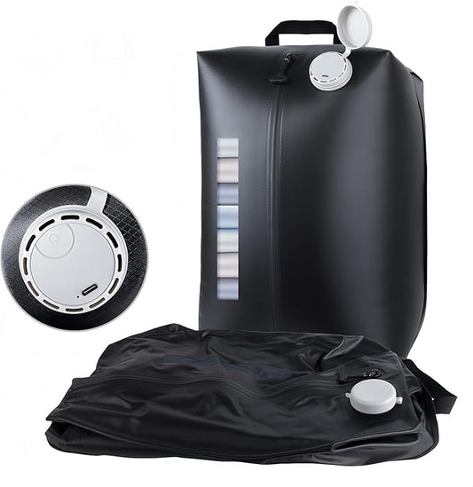 2025 Professional Vacuum Bags with Built-in Pump, 30L Vacuum Seal Bags with See-through Window, Space Saver Bags for Clothing Travel IP67, Reusable Compression Bag Black 1PC