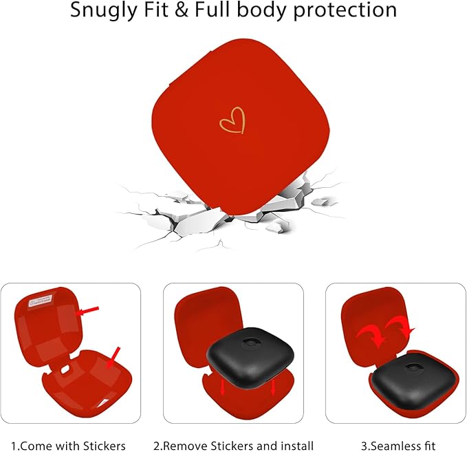 Compatible with Powerbeats Pro, Soft Silicone Case with Gold Heart Pattern for Powerbeats Pro Case with Cute Butterfly Keychain for Girls Women (Red)