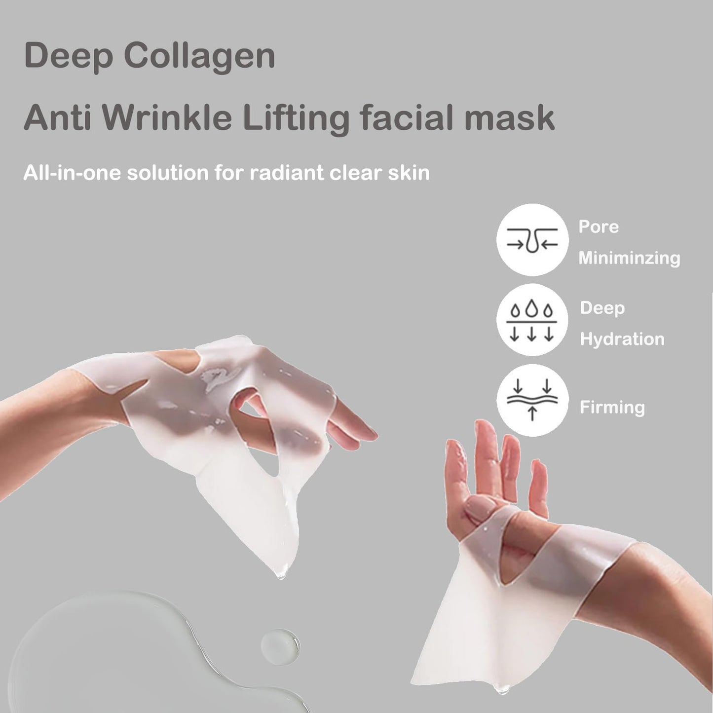 ONMYLOVIN 5 Pack Deep Collagen Face Mask, Bio-Collagen Korean Overnight Hydrogel Mask, Anti Wrinkle Firming Lifting Korean Collagen Films for Improve Skin Elasticity, Firming And Moisturizing