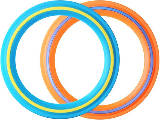 JEEFUD Flying Disc for Kids Adults 11 inch Flying Ring, 2 Pack Beach Backyard Sports Play Soft Discs，Best Sport Outdoor Tossing Toy Gift for 4+ Year Old Boys Girls Family