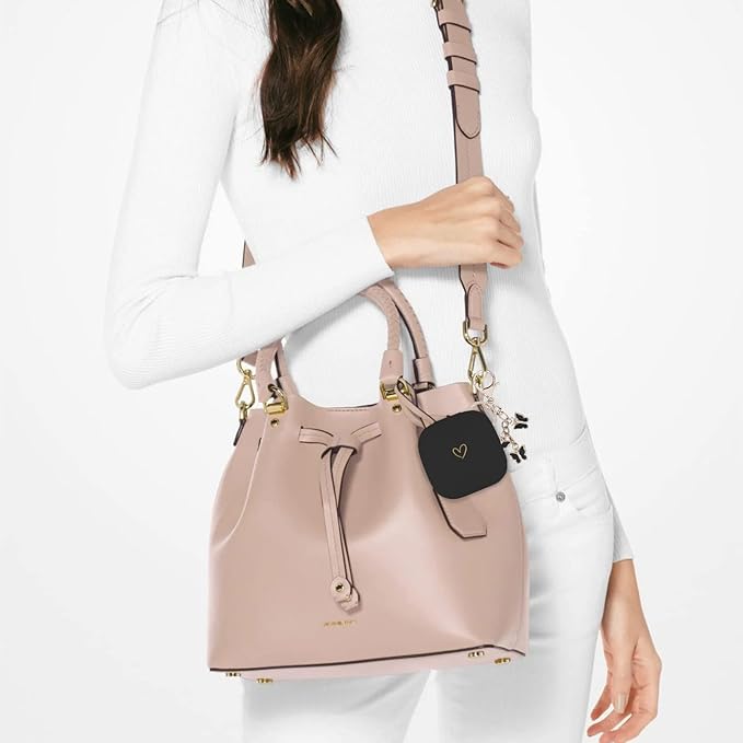 Compatible with Powerbeats Pro, Soft Silicone Case with Gold Heart Pattern for Powerbeats Pro Case with Cute Butterfly Keychain for Girls Women (Black)