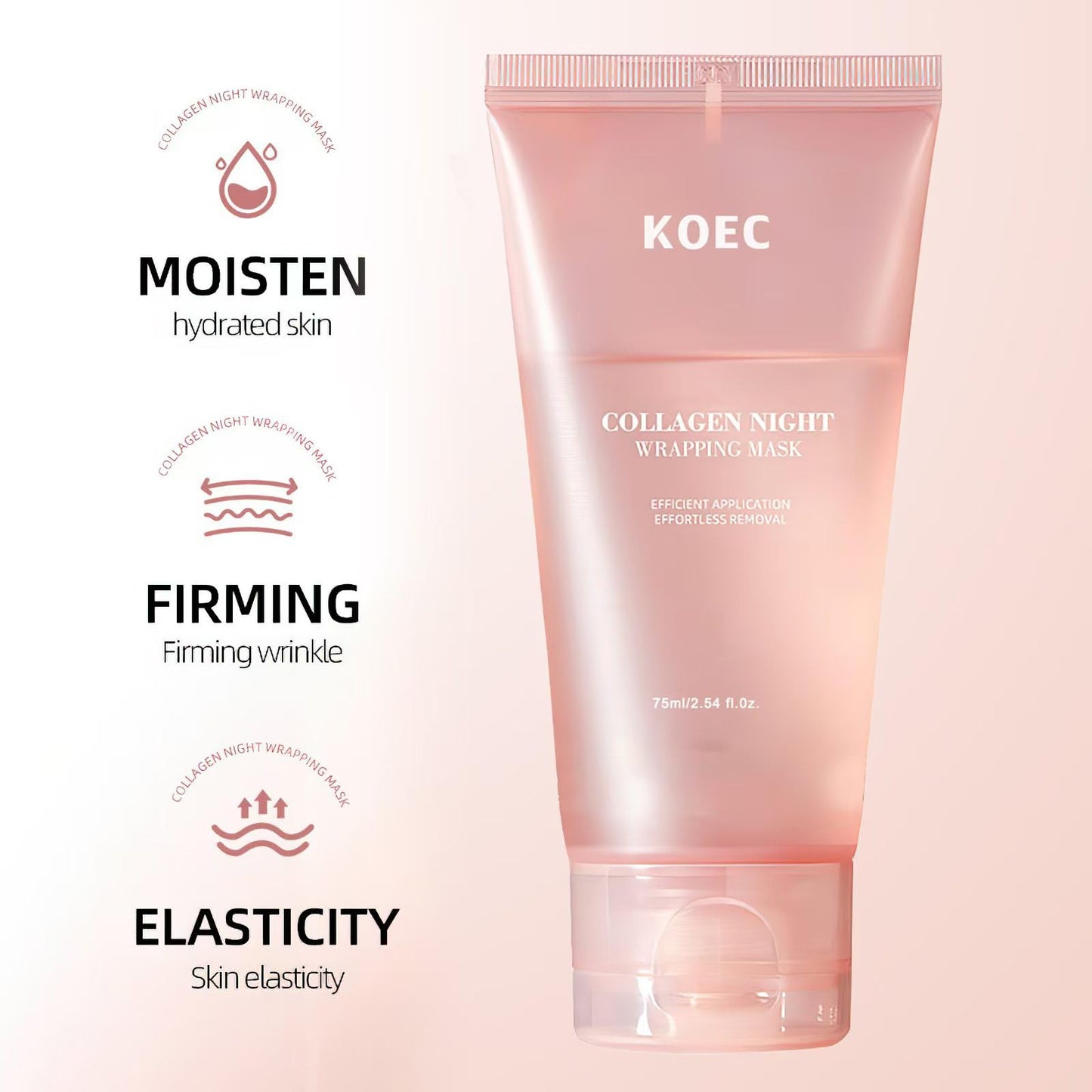 Generic Collagen Night Wrapping Mask, Peel Off Hydrolyzed Collagen Facial Mask, Elasticity & Hydration, Tight Skin, Reduce Sagging & Dullness, 2.54 fl.oz