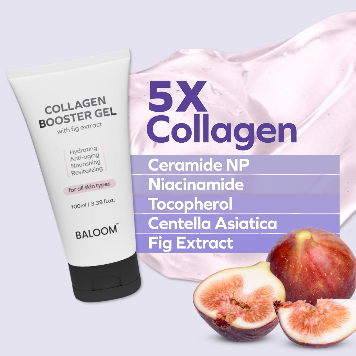 BALOOM Collagen Booster Gel Serum for Korean Skin Care & Microcurrent Face Massagers, Filled With Collagen Capsules, Hydrating & Nourishing & Revitalizing Facial Gel for Skin Care 3.38 Fl Oz