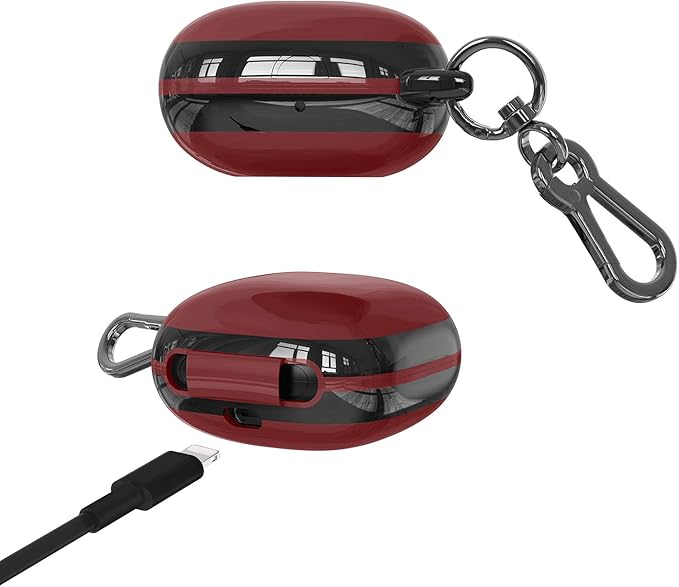 Compatible Powerbeats Pro Case Cover, Full Protective Shockproof Anti-Slip Silicone Case for Beats Powerbeats Pro 2019 (Black Edge+Burgundy)