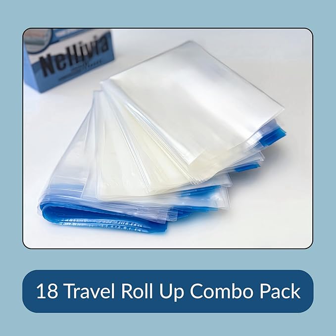 18 Pack Compression Bags for Travel, Roll Up Space Saver Bags for Clothes Storage, Compact Packing travel organizer for Luggage, Suitcase, Backpack, No Pump or Vacuum Needed