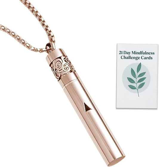 Mindfulness Breathing Necklace & Essential Oil Diffuser for Women Men Gift 2-in-1 Stainless Steel Breathlink Jewelry for Inner Balance, Daily Focus, Yoga, and Meditation