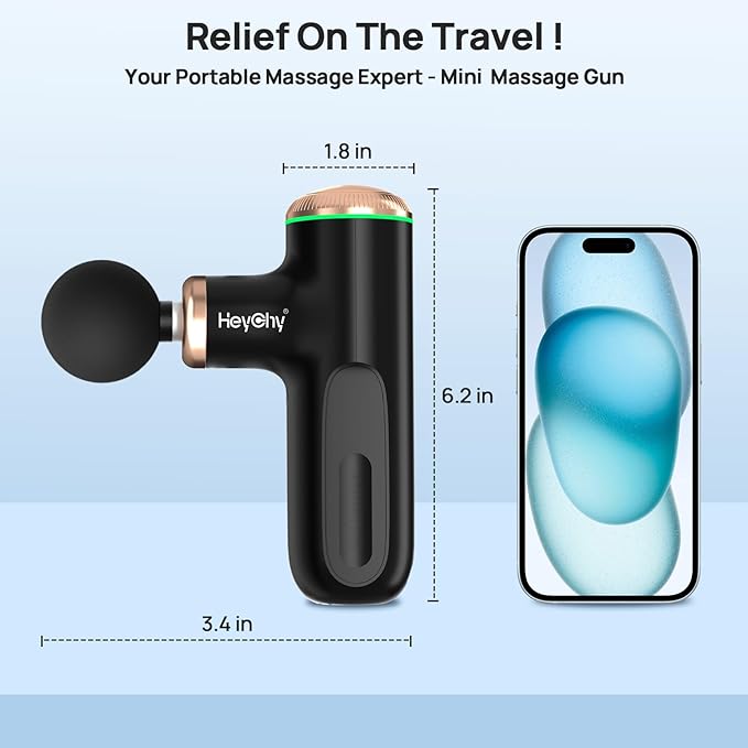 A1 Super Mini Massage Gun, Percussion Deep Tissues Muscle Massager (Heat-Black)