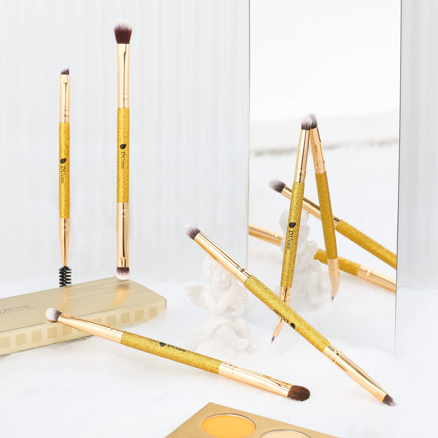 DUcare Eyeshadow Brushes Set Duo End Eye Makeup Brushes Professional Eyeshadow Brush set 5Pcs Travel Concealer Eyebrow Eyelash Eye Liners Blending