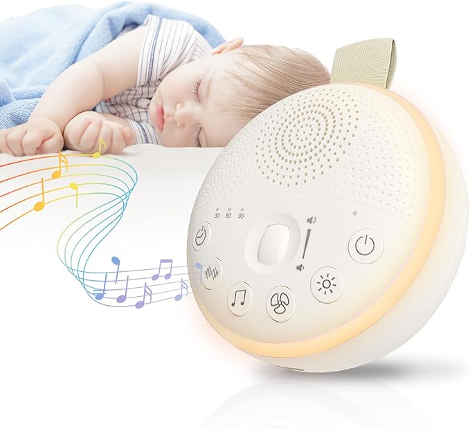 HuBDIC HubiCare White Noise Machine, Portable Sound Machine with 21 Soothing Sleep Sounds, Long-Lasting Battery, Gentle LED Mood Light, Travel-Friendly Sleep Aid for Newborns, Children