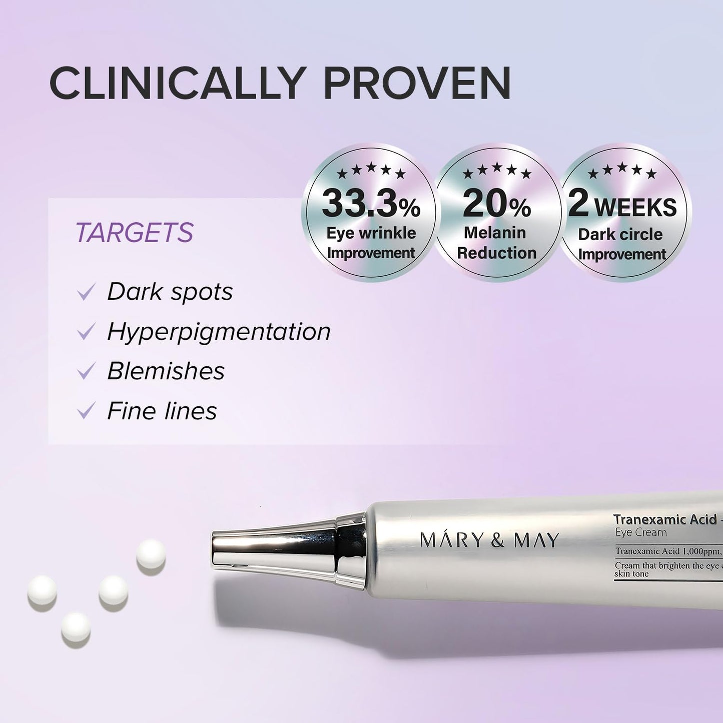 Mary&May Glutathione Eye Cream Special Set - Powerful Antioxidant, Reduces Dark Circles in the Eye, Improve Uneven Skin Tone with Vitamin C, 1.01 oz.+ Mini 0.4oz 2 Pack