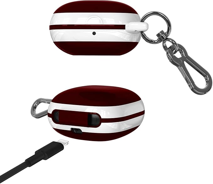 Compatible Powerbeats Pro Case Cover, Full Protective Shockproof Anti-Slip Silicone Case for Beats Powerbeats Pro 2019 (White Edge+Burgundy)