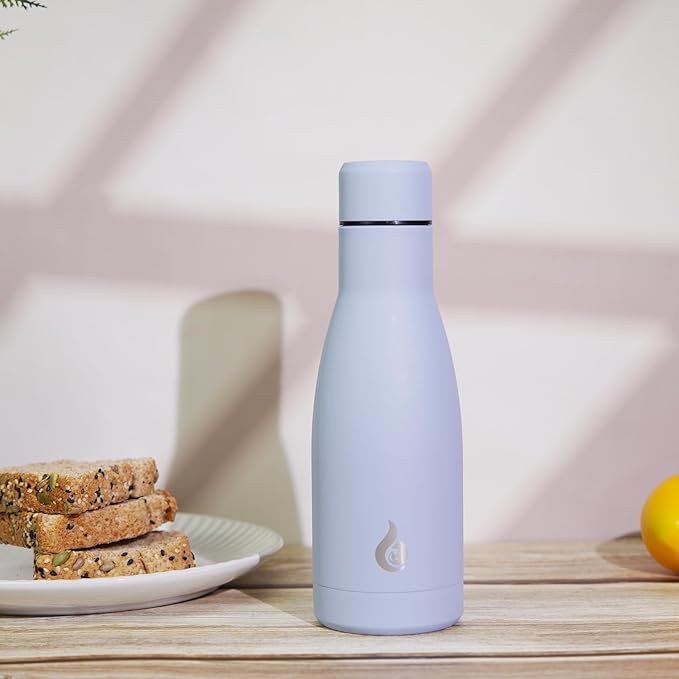 BJPKPK Insulated Water Bottle 17oz Stainless Steel Water Bottles Dishwasher Safe Metal Thermal Keep Cold and Hot,Mist Grey