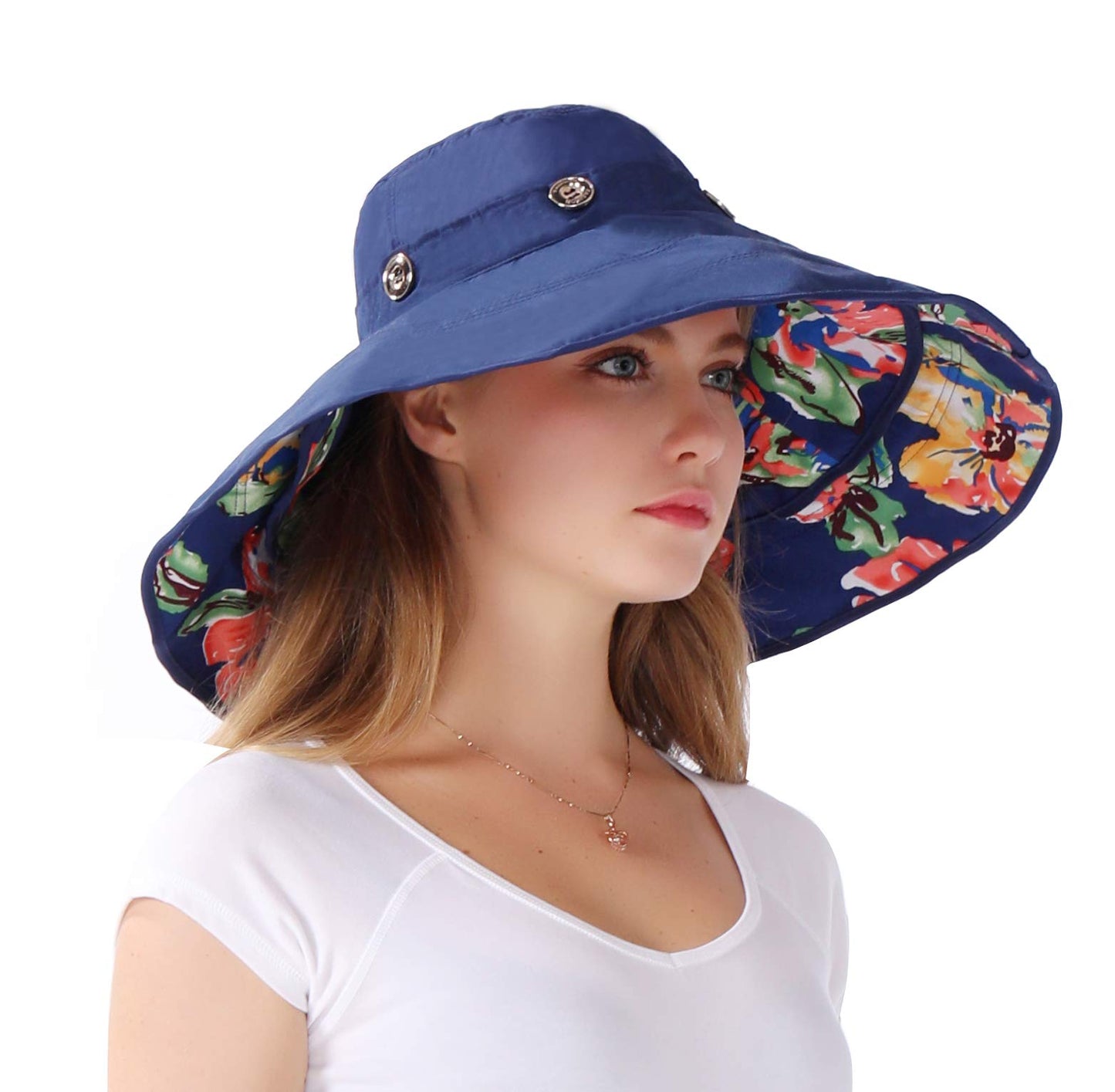 Packable Extra Large Brim Floppy Sun Hat Reversible UPF 50+ Beach Sun Bucket Hat