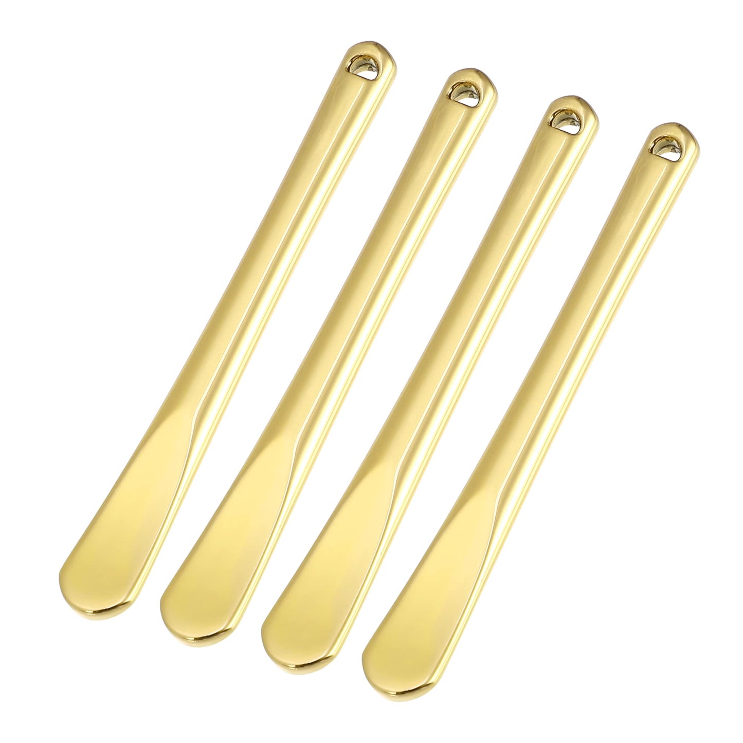 VOCOSTE 4 Pcs Makeup Spatula Mini Spoon, Eye Cream Massage Sticks Beauty Scoop, for Facial Cosmetic Face Cream, Zinc Alloy 2.32"x0.30", Gold Tone
