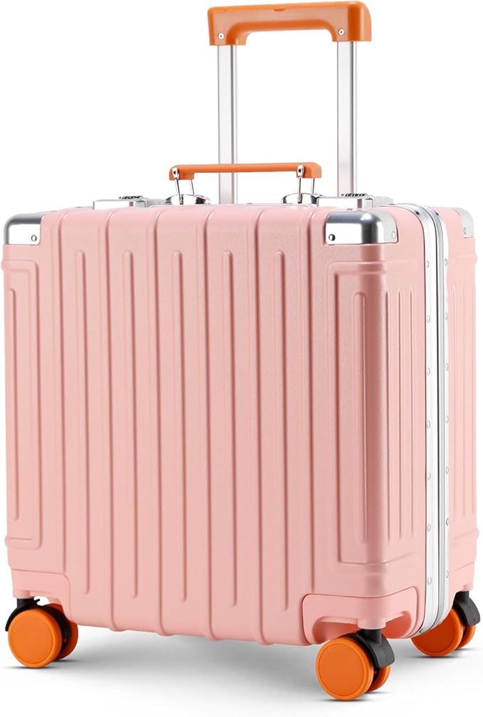 18 Inch Carry On Luggage Suitcase Locks TSA Approved Hardside Lightweight Suitcase with Cup Holder TSA Lock Carry On Luggage with USB Port Phone Holder Suitcases with 360° 8 Double Spinner Wheels