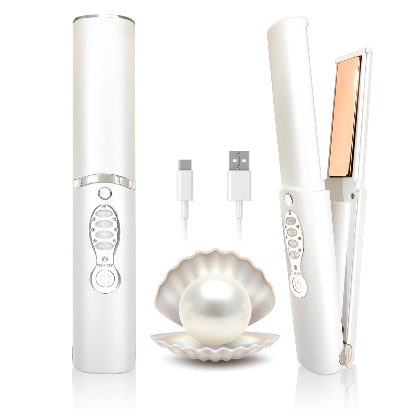 Cordless Hair Straighteners 5000 mAh Long Range Titanium Portable Flat Iron Wireless Mini Hair Straightener 2 in 1 for Straightening and Curling Travel Straightener max. 210℃/410℉ Heats Up in Seconds