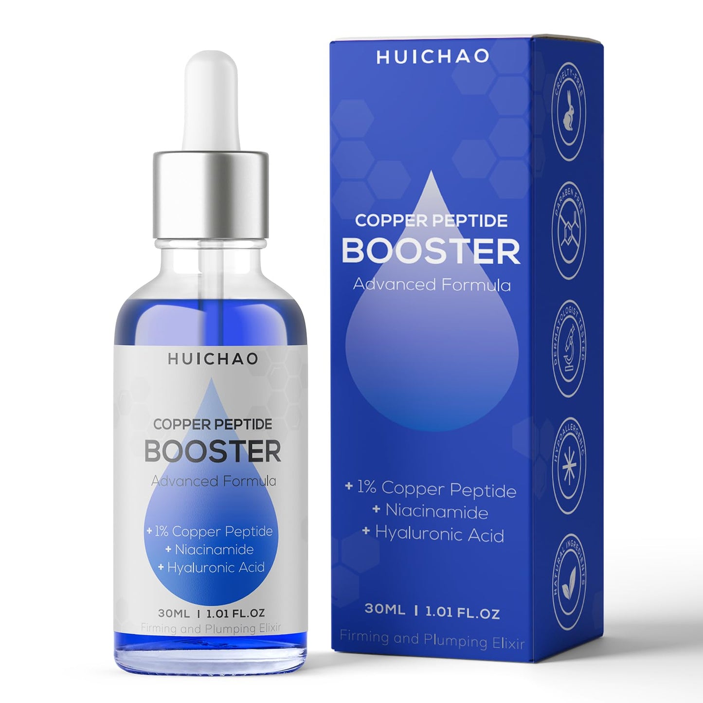 Advanced 1% Copper Peptide Serum Booster for Youthful Skin & Hair, DIY Make Your Own Face Serum, Reduce Fine Lines & Boost Collagen and Amplify Glow, Anti-Aging Korean Skincare (30ml)