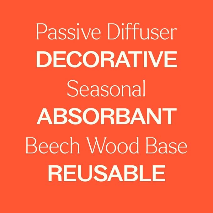 Plant Therapy Pumpkin Passive Diffuser for Fall, Porous, Unglazed Pumpkin & Natural Beech Wood Base, Add Essential Oils for a Soft Scent, Fun & Cheerful Holiday Décor