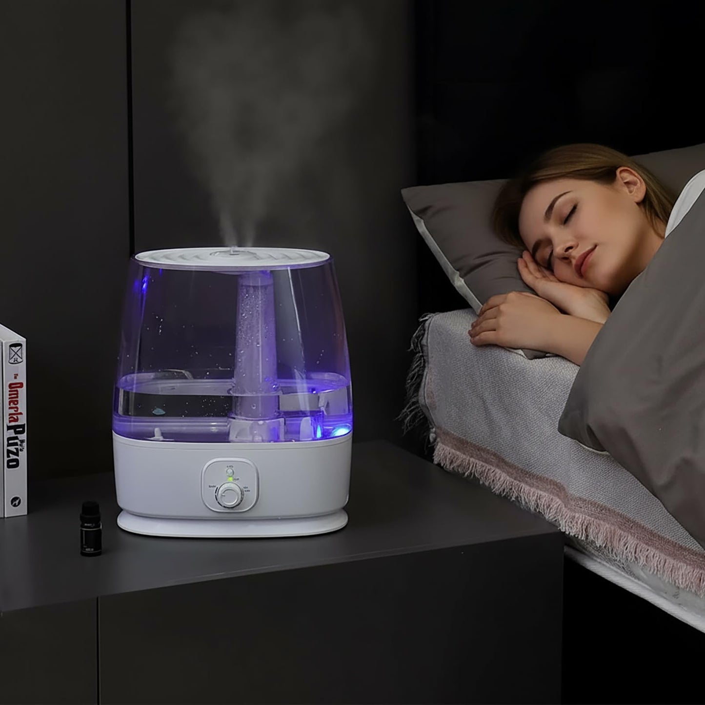 Humidifier for Large Room Bedroom Home, 6L Top Fill Ultrasonic Cool Mist Humidifier 3 in 1, 50H Quiet, Essential Oil Diffuser, Auto Shut-Off, Adjustable Mist Night Light for Baby Nursery, Plants