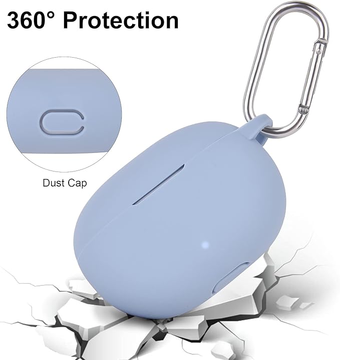 AIRSPO Silicone Case Compatible with Beats Studio Buds Case 2021 Soft Protective Cover for Beats Wireless Earbuds with Keychain (Grayish Blue)